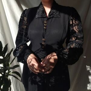 Black Puff Sleeved Gothic Blouse